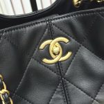 Chanel Shopping Bag Gold Tone Metal Black 33Cm AS5635 B20829 94305 - Image 7