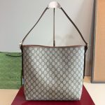 Gucci GG Emblem Medium Bucket Bag Beige And Dark Brown Fabric 29Cm 815103 FAD6L 9758 - Image 8