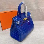Hermes Birkin 30 Crocodile Gold Toned Hardware Dark Blue - Image 4