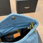 Saint Laurent Loulou Puffer Small Shoulder Bag In Blue Denim 28Cm - Image 4