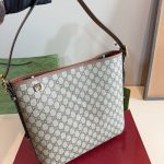 Gucci GG Emblem Medium Bucket Bag Beige And Dark Brown Fabric 29Cm 815103 FAD6L 9758 - Image 3