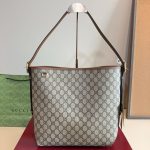 Gucci GG Emblem Medium Bucket Bag Beige And Dark Brown Fabric 29Cm 815103 FAD6L 9758 - Image 5