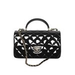 Chanel Classic Mini Bag In Shiny Leather With Handle Black 20Cm