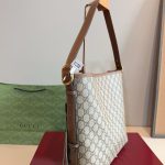 Gucci GG Emblem Medium Bucket Bag Beige And Dark Brown Fabric 29Cm 815103 FAD6L 9758 - Image 6