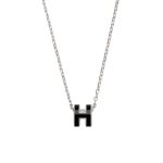 Hermes Mini Pop H Pendant Necklace Black And Silver