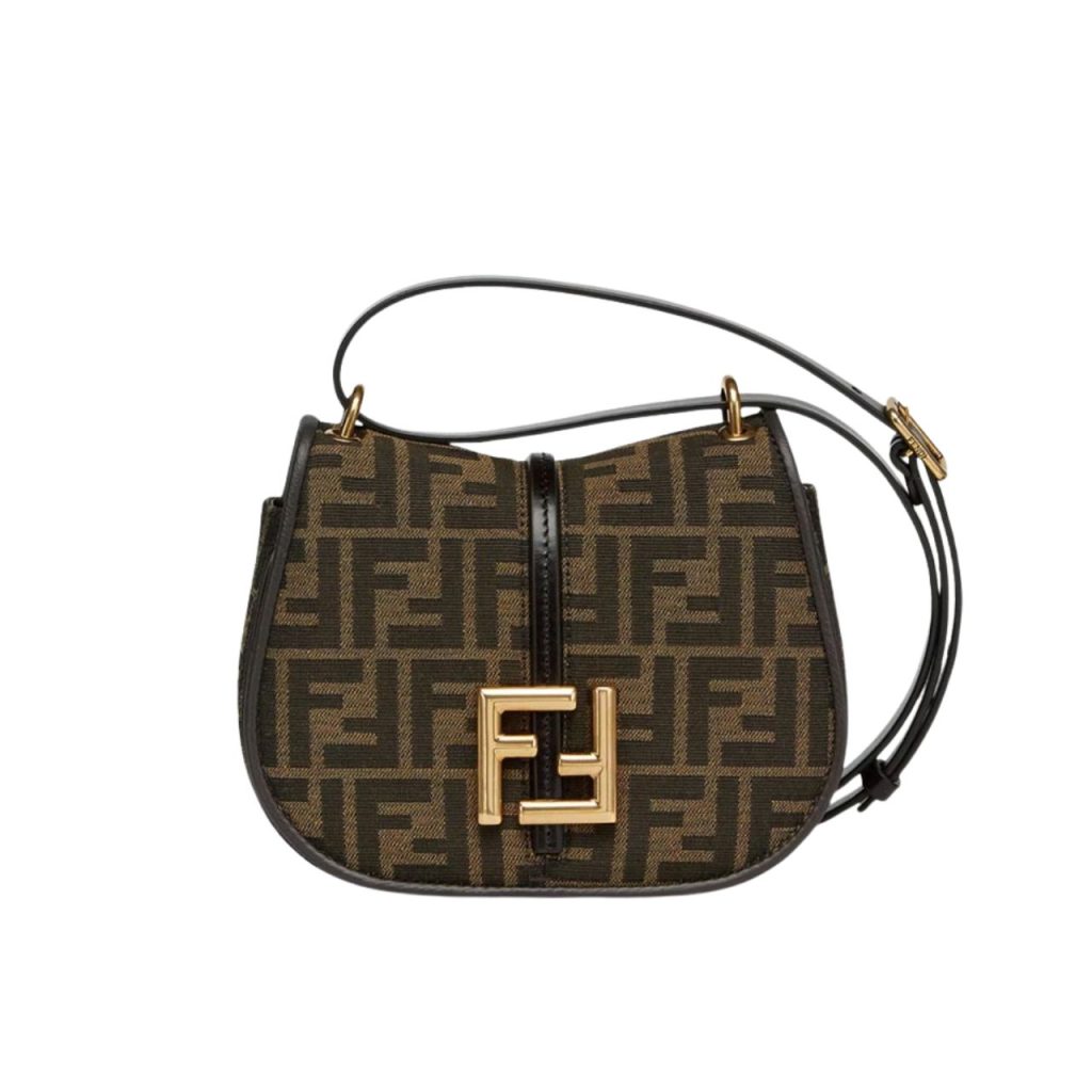 Fendi C'Mon Small Brown Ff Jacquard Fabric Bag 20Cm 8Bs082Aq08F1Mje - Image 2