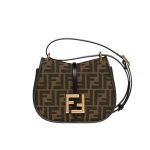 Fendi C'Mon Small Brown Ff Jacquard Fabric Bag 20Cm 8Bs082Aq08F1Mje