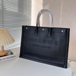 Saint Laurent Rive Gauche Large Tote Bag In Glazed Leather Black 48Cm 587273Aacp21000 - Image 3