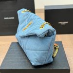 Saint Laurent Loulou Puffer Small Shoulder Bag In Blue Denim 28Cm - Image 5