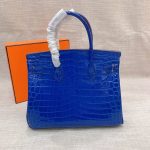 Hermes Birkin 30 Crocodile Gold Toned Hardware Dark Blue - Image 5