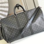 Louis Vuitton Keepall Bandoulière 50 Monogram Eclipse Boston Travel Bag Black 50cm M14202 - Image 3
