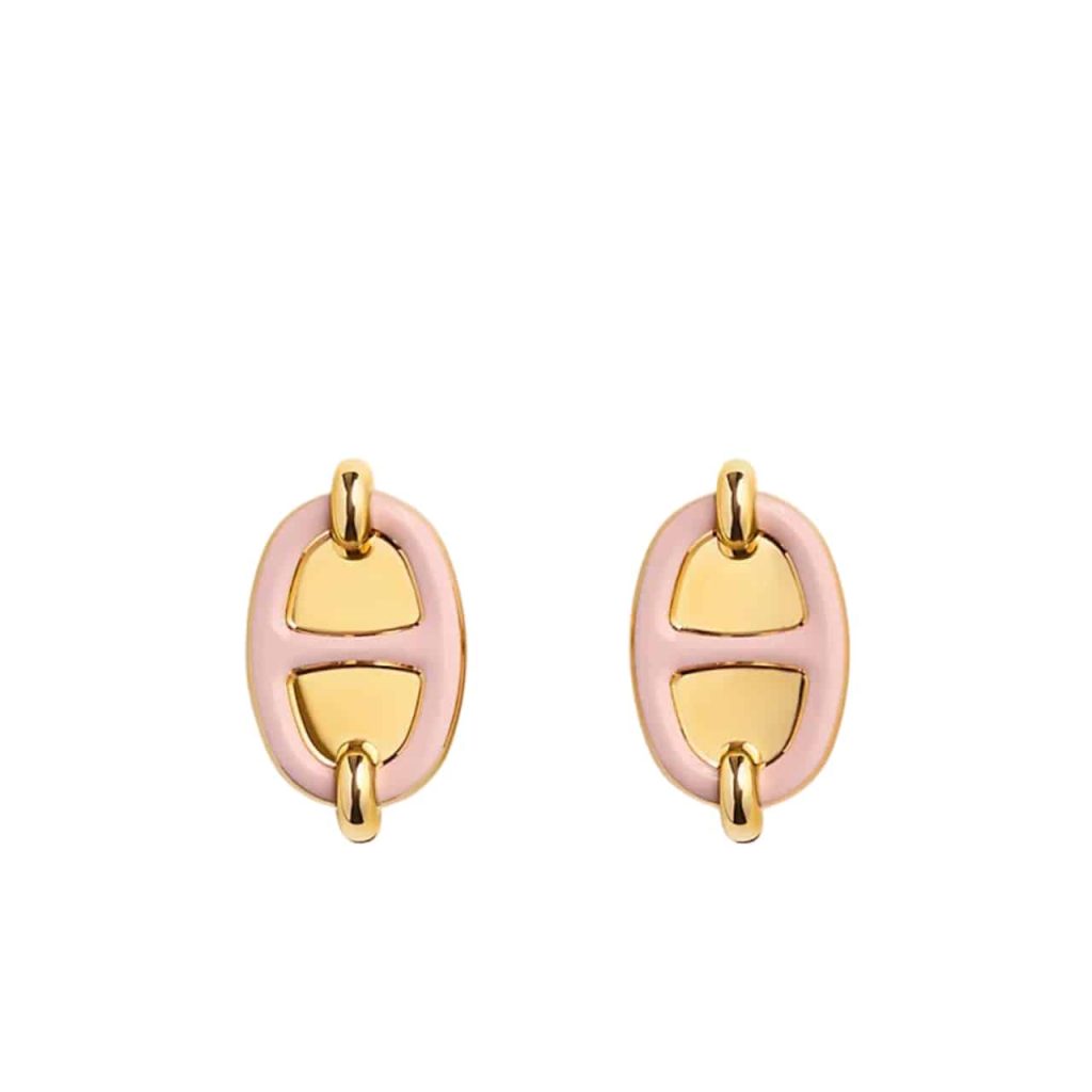 Hermes Mini Maillon Earrings Light Pink - Image 2