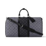 Louis Vuitton Keepall Bandoulière 50 Monogram Eclipse Canvas Black And Grey 45cm M45392