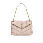 Saint Laurent Puffer Medium In Leather Gold Hardware Beige 35cm 5774751EL072721