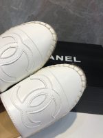 Chanel Embroidered Espadrille Leather Cap Toe Flats White - Image 5