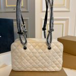 Chanel Cambon Bowler Bag Quilted Leather White And Black 26Cm - Image 6