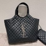 Saint Laurent Icare Shopping Bag In Quilted Silver Hardware Black 40Cm - Image 3