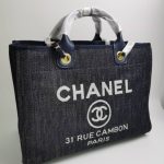 Chanel Medium Deauville Canvas Tote Blue 38Cm - Image 4