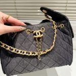 Chanel 25 Small Handbag Washed Denim Black 26cm AS5293 B20520 U0725 - Image 10