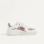 VALENTINO FREEDOTS LOW-TOP SNEAKER IN CALFSKIN AND VOYAGE IMAGINAIRE FABRIC