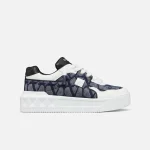 VALENTINO ONE STUD XL LOW-TOP SNEAKER IN DENIM-EFFECT TOILE ICONOGRAPHE JACQUARD FABRIC