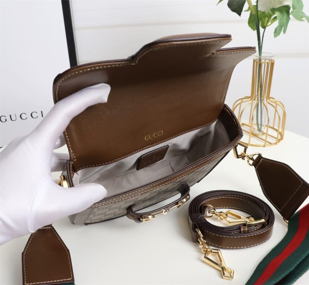 Gucci Horsebit 1955 Small GG Supreme Shoulder Bag Brown 20cm 658574 HUHHG 8565 - Image 10