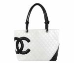 Chanel Cambon Line Large Tote Bag In White And Black 41Cm