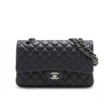 Chanel Medium Classic Flap Bag Silver Hardware Black 25Cm A01113 Y01480 94305
