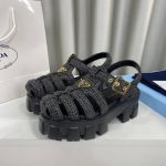 Prada Monolith Crochet Cage Sandals Black 1X138N 3L8W F0002 F 055 - Image 3