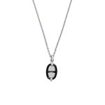 Hermes Mini Maillon Pendant Small Model Necklace Silver Tone With Black H100053fp03