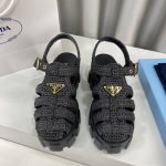 Prada Monolith Crochet Cage Sandals Black 1X138N 3L8W F0002 F 055 - Image 4