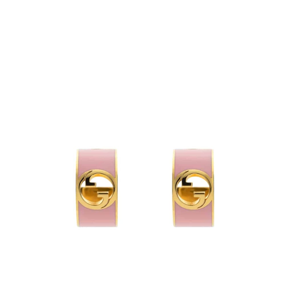 Gucci Blondie Enamel Hoop Earrings Pink 796764 J1630 8075 - Image 2