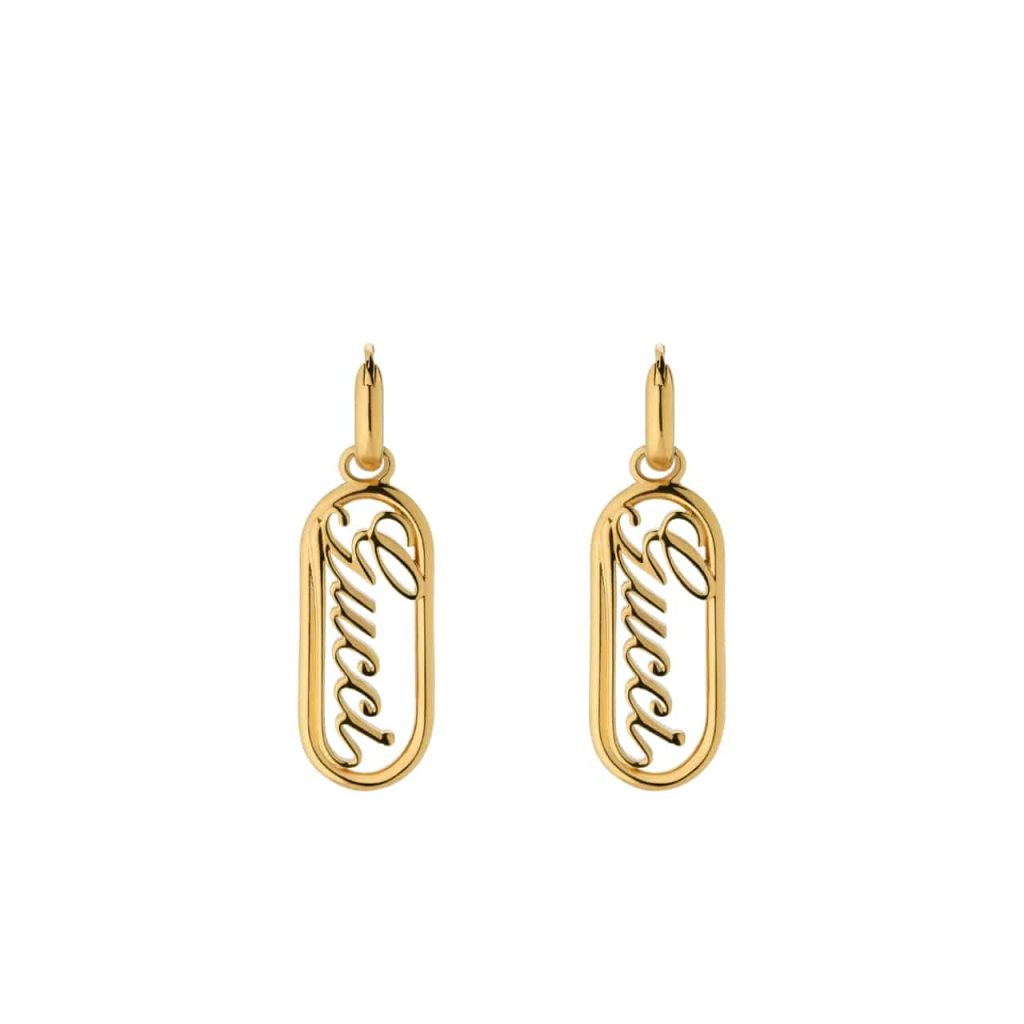 Gucci Hoop Earrings With Gucci Lettering Gold 796874 I4600 8005 - Image 2