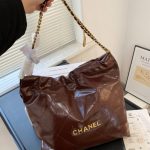 Chanel 22 Large Handbag Dark Brown 41cm - Image 3