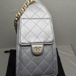 Chanel 25 Small Handbag Metallic Grained And Gold Tone Metal Silver 26cm AS5293 B20405 NZV67 - Image 5