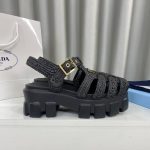 Prada Monolith Crochet Cage Sandals Black 1X138N 3L8W F0002 F 055 - Image 10