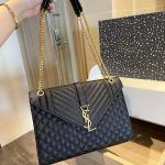 Saint Laurent Envelope Large Mix Matelassé Shoulder Bag Black 31cm 600166BOW911000 - Image 3