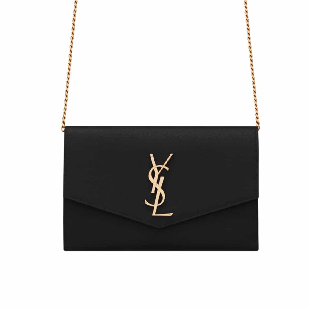 Saint Laurent Uptown Chain Wallet In Grain De Poudre Embossed Black 19Cm 6077881Gf0J1000 - Image 2