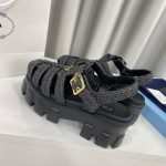 Prada Monolith Crochet Cage Sandals Black 1X138N 3L8W F0002 F 055 - Image 9