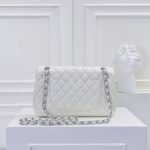 Chanel Classic Double Flap Bag White Silver Hardware 25cm - Image 5