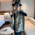 Hermes Cashmere Wool Scarf Wrap Shawl In Grey 180cm - Image 3