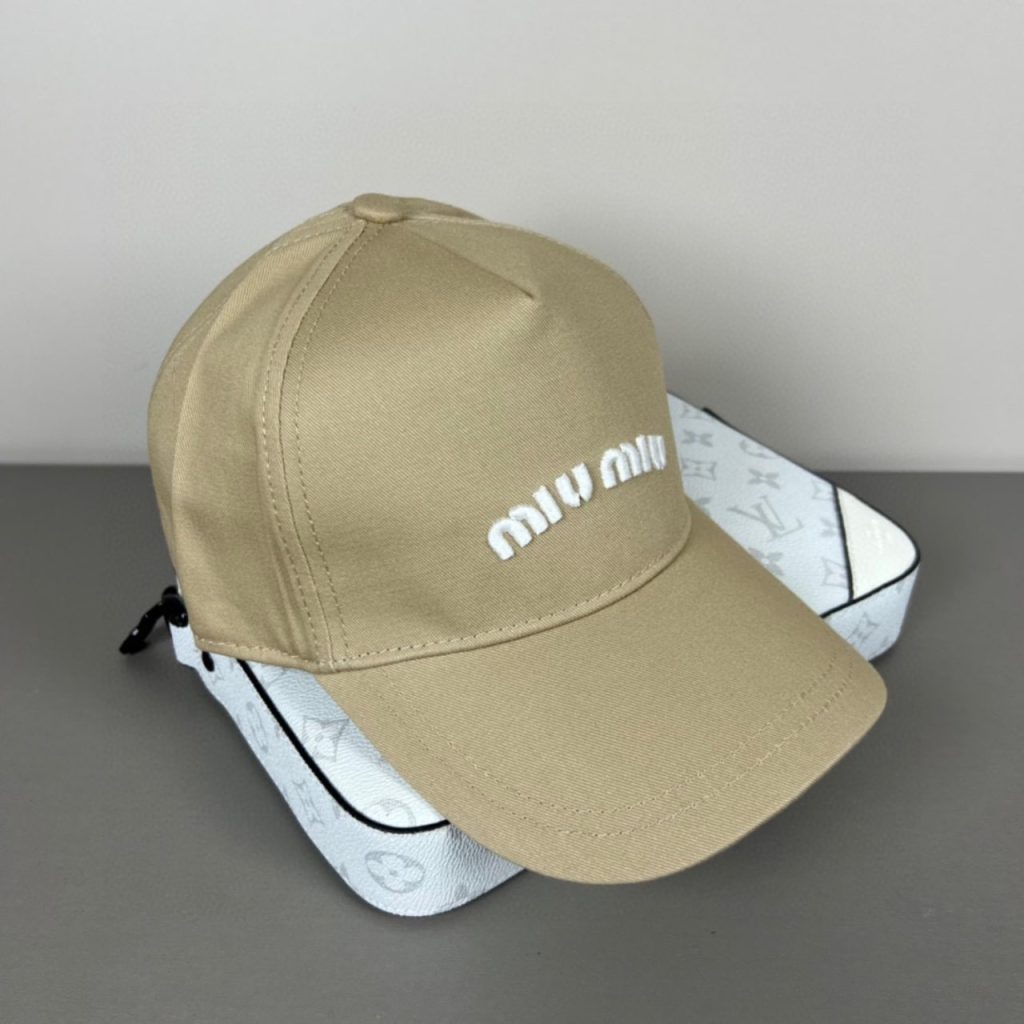Miumiu Drill Baseball Cap Beige 5hc179 Adxi F011p - Image 3