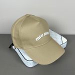 Miumiu Drill Baseball Cap Beige 5hc179 Adxi F011p - Image 3