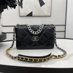 Chanel 19 Series Classic Double C Logo Silver Turn Buckle Black 31cm - Image 3