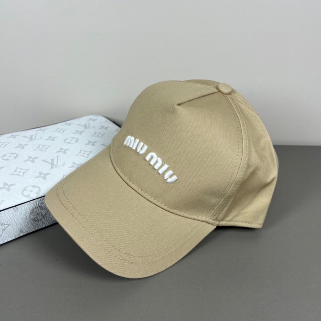 Miumiu Drill Baseball Cap Beige 5hc179 Adxi F011p - Image 4