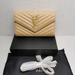 Saint Laurent Classic Cassandre Grain De Poudre Chain Wallet Beige 22cm 377828BOW012721 - Image 3