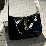 Saint Laurent Le 5 A 7 Patent Hobo Bag In Shiny Leather Black 25Cm - Image 3