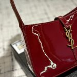 Saint Laurent Le 5 A 7 Patent Hobo Bag In Shiny Leather Wine Red 25Cm - Image 9