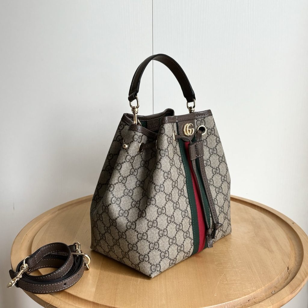 Gucci Ophidia Small Bucket Bag Beige And Dark Brown 22Cm 841313 Fae0K 9853 - Image 4