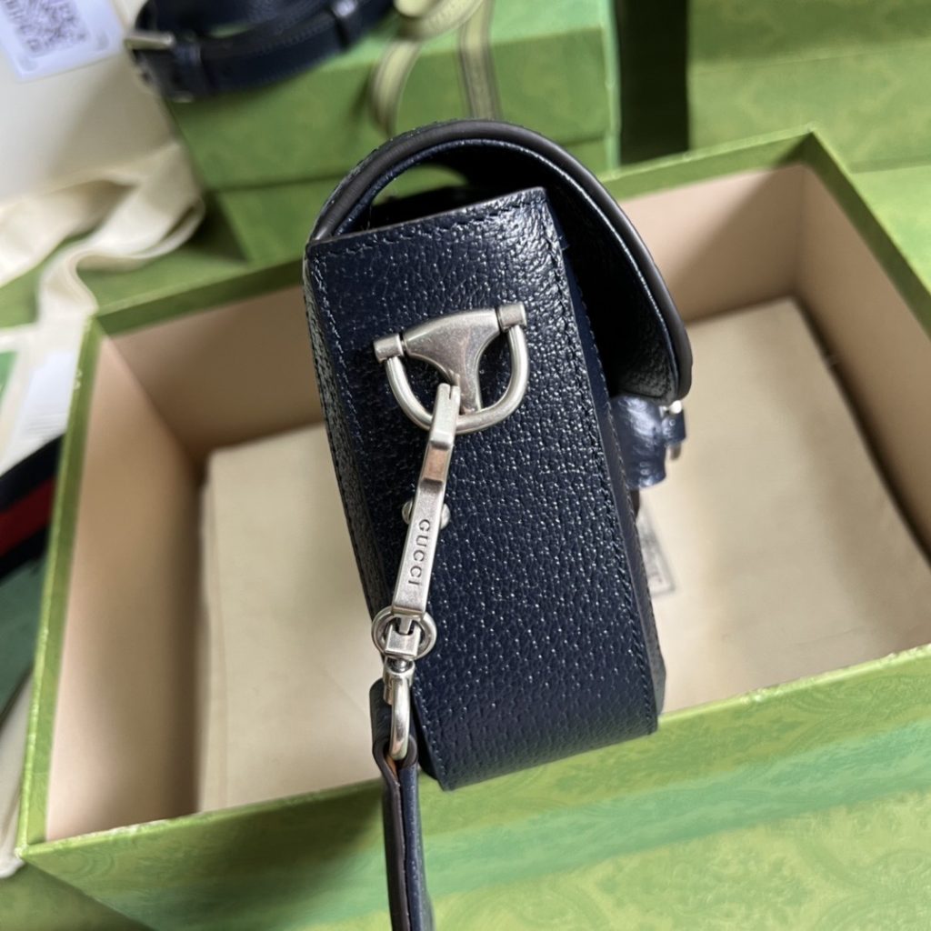 Gucci Horsebit 1955 Small Shoulder Bag GG Supreme Canvas Navy Blue 20cm 658574 96IWN 4076 - Image 7